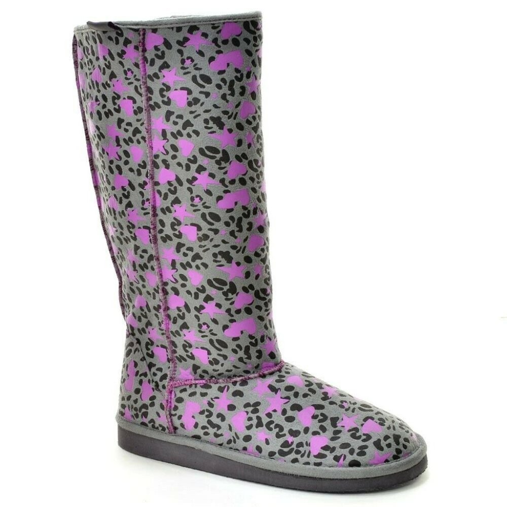 Punkrose Falling Hearts Textile Midcalf Boots 7